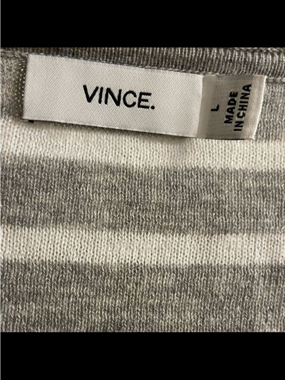 Vince Striped Knit Top in Gray & White cotton Large - Picture 7 of 8